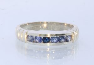 Blue Sapphire Handmade Sterling Silver Unisex Solitaire Ring #1504 Size 7.0