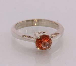 Orange Copper Sunstone Gem Handmade Silver Ajoure Filigree Ladies Ring size 6.5
