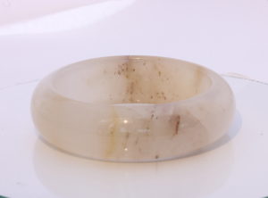 58.3 mm White Quartz Chalcedony Stone Bangle Comfort Cut Bracelet 7.21 inch
