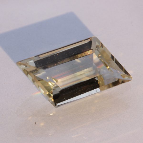 Straw Yellow Oregon Sunstone Precision Faceted Parallelogram Gemstone 3.41 carat