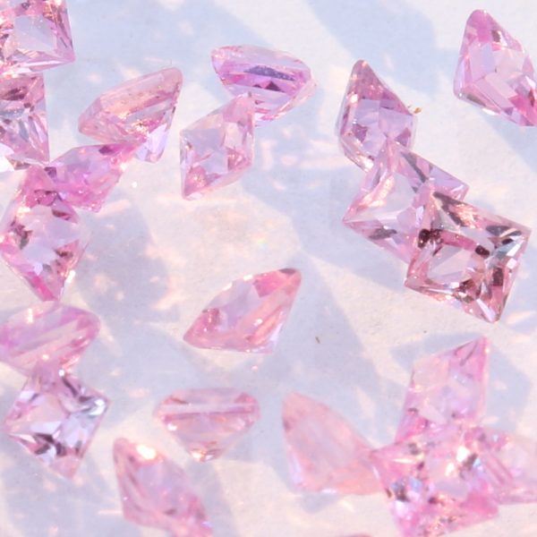 One Pink Sapphire Accent Faceted Princess Square 2mm Gemstone Averages .06 carat