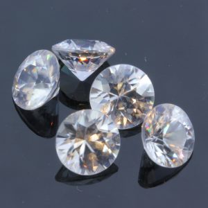 One White Zircon Diamond Cut 6.5 mm Round Natural Gemstone Averages 1.53 carat