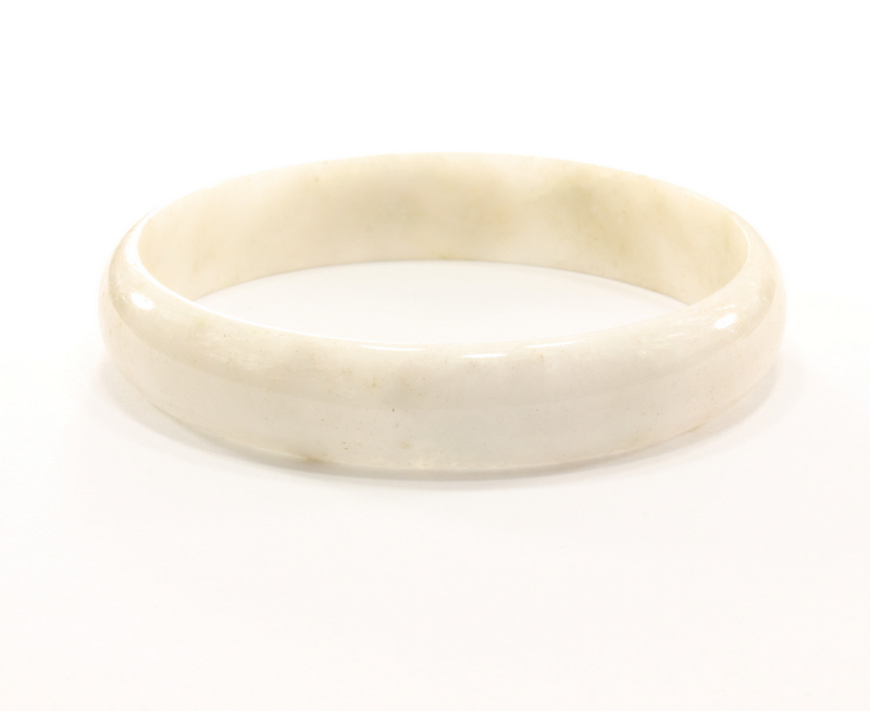 White Jadeite Untreated Extra Large Stone Bangle Bracelet 10.02 inch