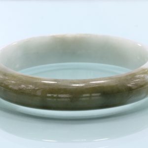 52.7 mm Burma Green White Jadeite Untreated Stone Bangle Bracelet 6.5 inch