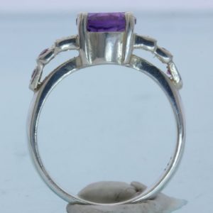 Purple Amethyst and Pink Sapphire Handmade Sterling Silver Ladies Ring size 8.25