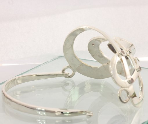 Celtic Knot 64 mm Bangle Bracelet Lab Alexandrite White Sapphire Silver 7.9 inch