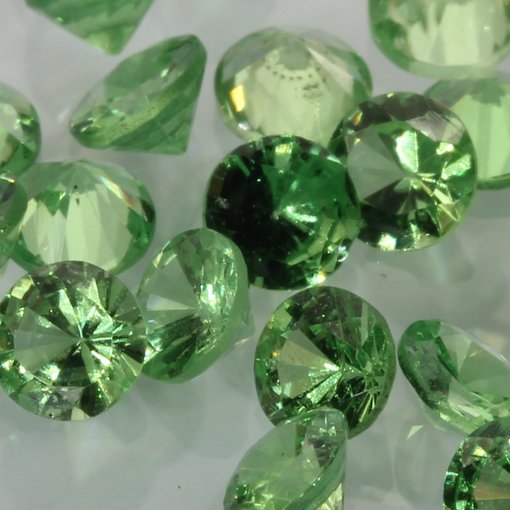 One Green Tsavorite Accent Gem 3.0 mm Diamond Cut Round Average .10 carat each