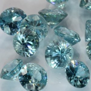One Sky Blue Zircon Accent Gem 3.5 mm Diamond Cut Round Average .25 carat each