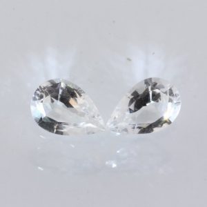 Pair White Topaz Faceted 8.7 x 5.8 mm Pear Colorless Gemstone Total 2.51 carat