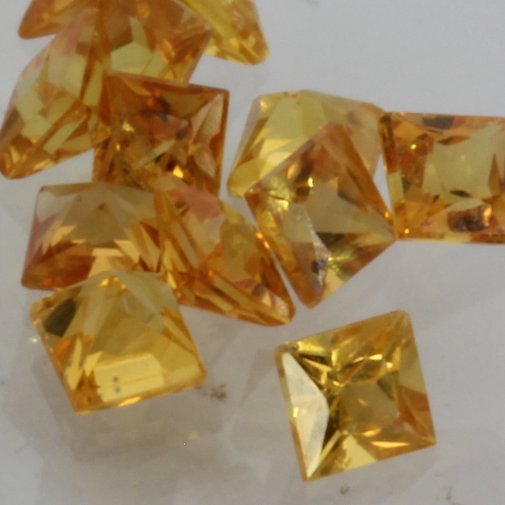 Yellow Orange Sapphire One 2.8 mm Princess Cut Square Accent Average .17 carat