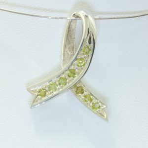Peridot Yellow Green Gemstones Handmade Silver Ladies Ribbon Pendant Design 97