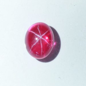 Star Red Ruby Floating Six Point Lab Created Oval 10 x 8 mm Cabochon 4.42 carat