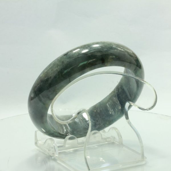 Jade Bangle Burmese Jadeite Comfort Cut Natural Stone Bracelet 6.8 inch 55 mm