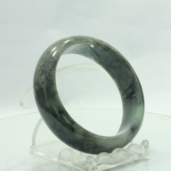 Jade Bangle Burmese Jadeite Comfort Cut Natural Stone Bracelet 6.8 inch 55 mm