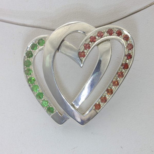 Pendant Infinity Hearts Eternity Symbol Red Sapphire Green Tsavorite Design 462