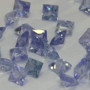 One Light Blue Ceylon Sapphire 2.5mm Faceted Princess Square Average .12 carat