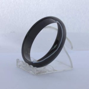 Bangle Black Banded Quartz Agate Striped Natural Stone Bracelet 7.2 inch 58 mm