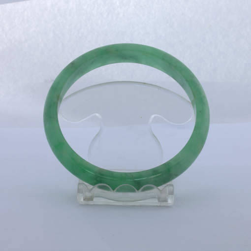 Jade Bangle Burmese Jadeite Comfort Cut Color Enhanced Bracelet 8 inch 65 mm