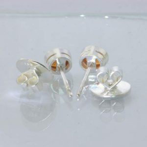 Fanta Orange Spessartite Garnet 925 Silver Studs Ladies Post Earrings Design 607