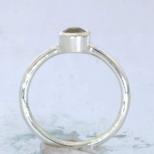 Ring Mali Garnet Yellow Grandite Silver size 7 Solitaire Stackable Design 705