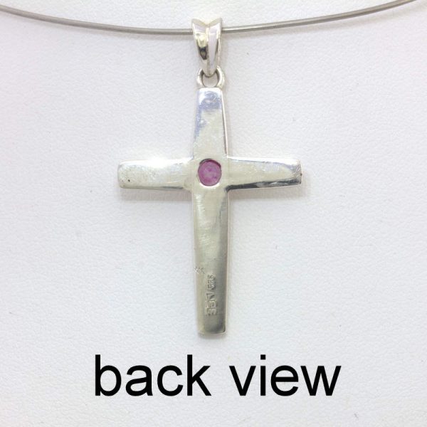 Cross Pendant Burma Pink Spinel 925 Silver Solitaire Unisex Christian Design 458