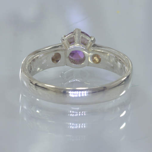 Purple Amethyst White Sapphire Handmade Silver Ladies Ring Size 6.75 Design 190