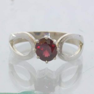 Red Orange Burma Spinel Silver Solitaire Ring size 8.5 Ajoure 8 Prong Design 532