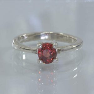 Red Spinel Burma Gemstone Handmade Silver Solitaire Ring size 7.25 Design 121