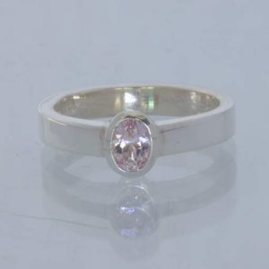 Pink Burma Spinel Handmade Silver Stackable Solitaire Ring size 5.75 Design 530