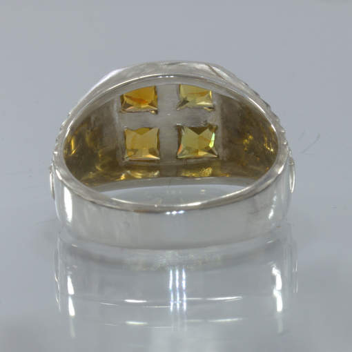 Brasil Whiskey Tourmaline Silver Gents Watchband Style Ring Size 9.75 Design 11