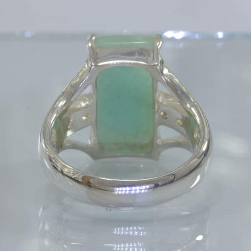 Australian Blue Opal White Sapphire Handmade Silver Ring size 9.75 Design 500