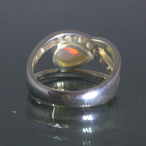 Opal Welo White Sapphire Handmade 925 Silver Ring size 7.5 Statement Design 90