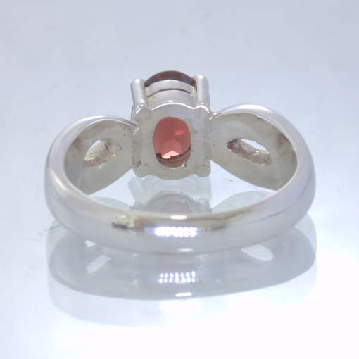 Orange Red Garnet Oval Gemstone 925 Silver Ring size 6.75 Ajoure Stack Design 7