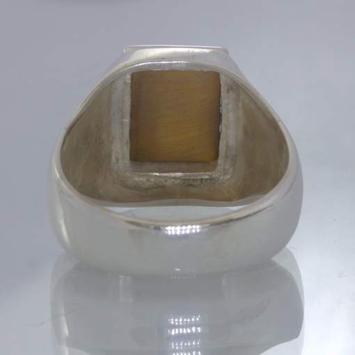 Tigers Eye Burma Rectangle Cabochon Gemstone 925 Silver Ring size 10 Design 52