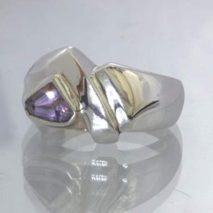 Lavender Purple Burmese Spinel Handmade 925 Ring size 7.25 Pentagon Design 194