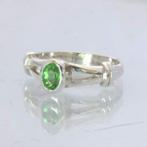 Chrome Green Burma Tourmaline 925 Ring size 5.25 Solitaire Stacking Design 16