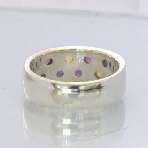 Purple Amethyst Yellow Citrine 925 Silver Unisex Ring Size 6.75 Band Design 92