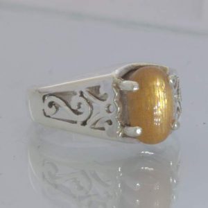 Tanzanian Confetti Sunstone 925 Filigree Unisex Ring size 5.75 Ajoure Design 1