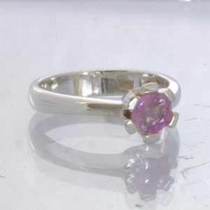 Pink Burma Sapphire Unheated 925 Solitaire Ring Size 6.5 Engagement Design 189