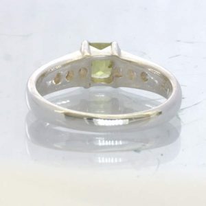 Mali Garnet White Sapphire 925 Silver Ladies Ring size 5.5 Square Gem Design 358