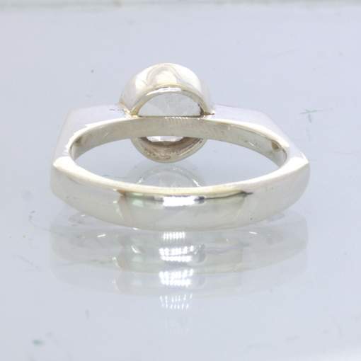 Clear White Cambodia Topaz 925 Silver Ring Size 7.5 Solitaire Square Design 344