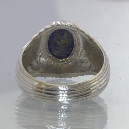 Blue Lapis Lazuli Afghanistan Gem 925 Groovy Ring size 8.75 Grooves Design 59