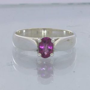 Red Pink Purple Rubellite Tourmaline Oval 925 Ring Size 7.5 Stacking Design 121