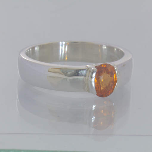 Fanta Orange Spessartite Garnet Oval 925 Ring Size 8.25 Solitaire Design 418