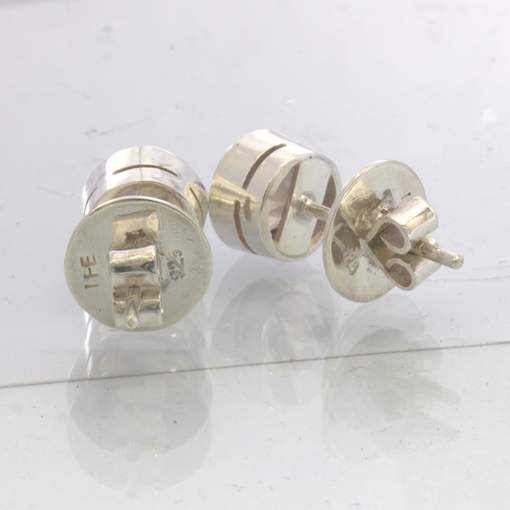 Smoky Quartz 8 mm Round Burma Gems Sterling Studs Post Earring Pair Design 607