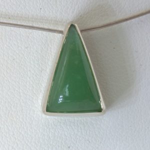 Triangle Pendant Jade Green Australian Chrysoprase Sterling Trillion Design 560