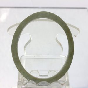 Jade Bangle Burmese Jadeite Hand Cut Flat Oval Natural Stone Bracelet 51X43 mm