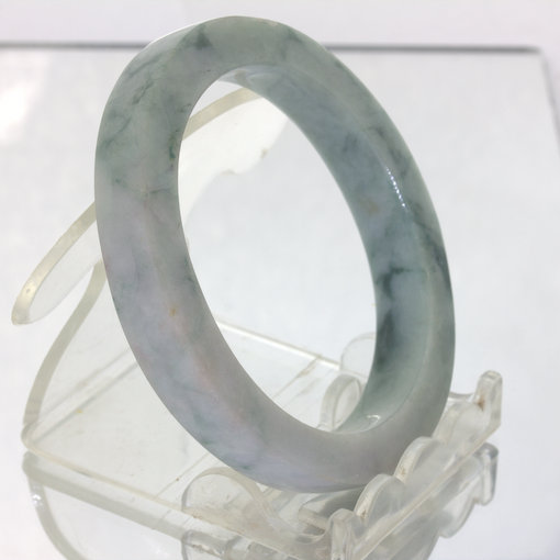 Jade Bangle Burmese Jadeite Hand Cut Flat Oval Natural Stone Bracelet 52X43 mm