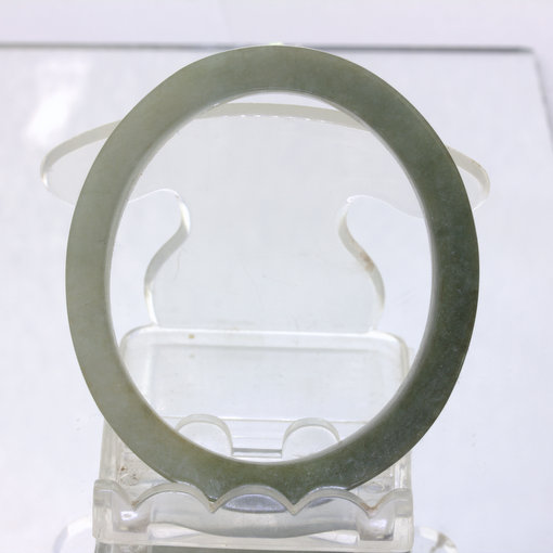Jade Bangle Burmese Jadeite Hand Cut Flat Oval Natural Stone Bracelet 51X45 mm