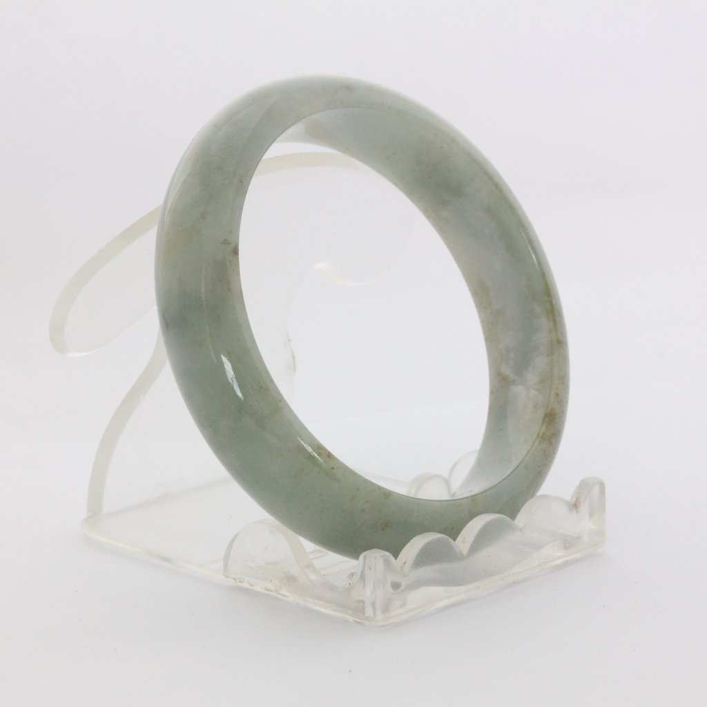 Jade Bangle Burmese Jadeite Comfort Cut Round Stone Bracelet 44.2 mm Size 5.5